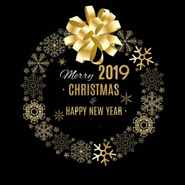 2019 mutlu yeni yıl ve Noel arka plan evlenmek. Vektör çizim