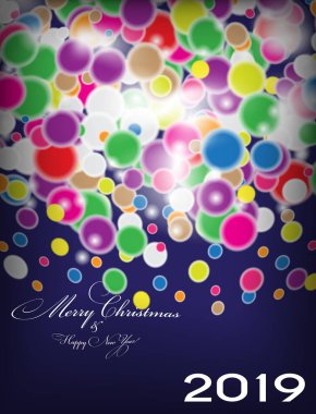 2019 mutlu yeni yıl ve Noel arka plan evlenmek. Vektör çizim