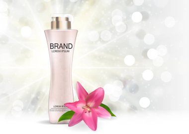 Tasarım kozmetik ürün şablonu reklamlar veya dergi arka plan için. 3D gerçekçi vektör Iillustration