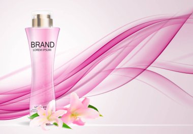 Tasarım kozmetik ürün şablonu reklamlar veya dergi arka plan için. 3D gerçekçi vektör Iillustration