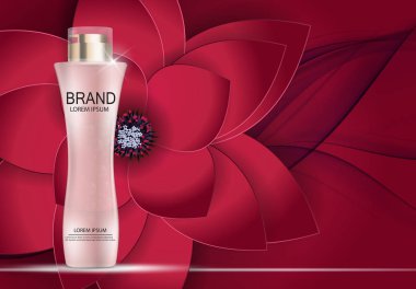 Tasarım kozmetik ürün şablonu reklamlar veya dergi arka plan için. 3D gerçekçi vektör Iillustration