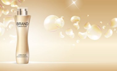 Tasarım kozmetik ürün şablonu reklamlar veya dergi arka plan için. 3D gerçekçi vektör Iillustration
