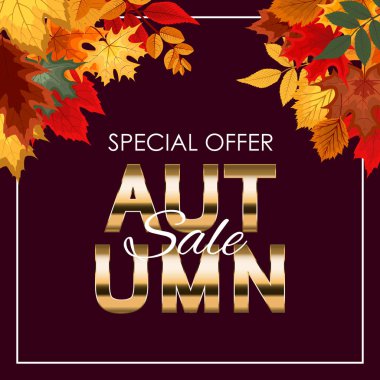 Düşen sonbahar yaprakları ile soyut vektör çizim sonbahar satış arka plan