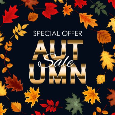 Düşen sonbahar yaprakları ile soyut vektör çizim sonbahar satış arka plan