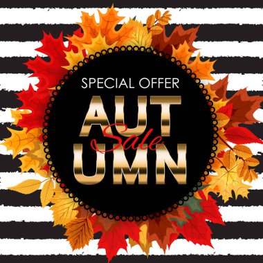 Düşen sonbahar yaprakları ile soyut vektör çizim sonbahar satış arka plan