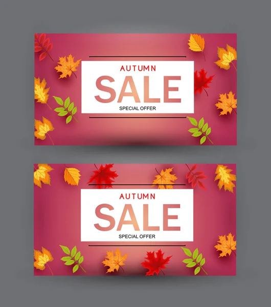 Illustration vectorielle abstraite Arrière-plan de vente d'automne avec feuilles d'automne tombantes — Image vectorielle