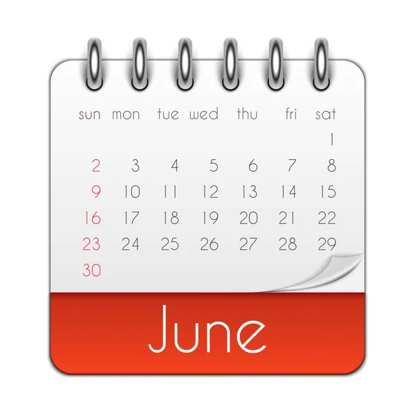 June 2019 Calendar Leaf Template Vector Illustration — Stock Vector