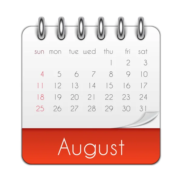 Augustus 2019 kalender blad sjabloon vectorillustratie — Stockvector