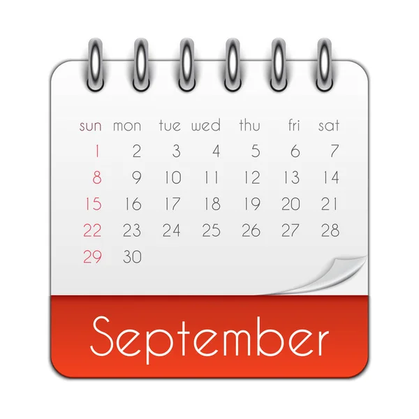 September 2019 kalender Leaf mall vektorillustration — Stock vektor