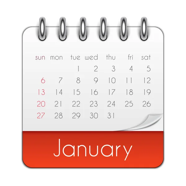 Januari 2019 Kalender Blad Sjabloon Vector Illustratie Eps10 — Stockvector