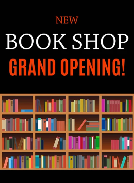 New Book Shop Grand Opening Background. Vector Illustration — Stock Vector