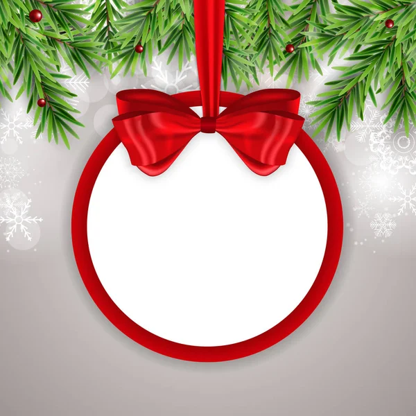 Resumen de vacaciones de año nuevo y feliz fondo de Navidad con marco y arco. Ilustración vectorial — Vector de stock