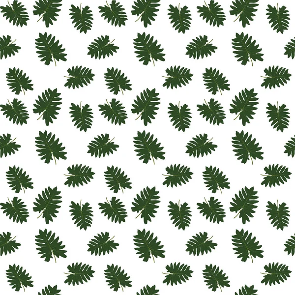 Silhouette d'arbres à feuilles sur fond blanc. Modèle sans couture. Illustration vectorielle — Image vectorielle