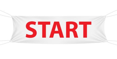 Beyaz Tekstil banner şablon başlatın. Vektör çizim