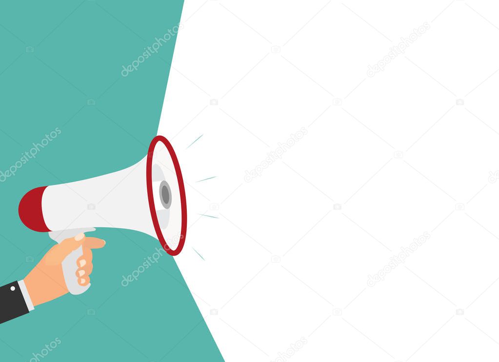 Megaphone with speech bubble. Vector Illustration