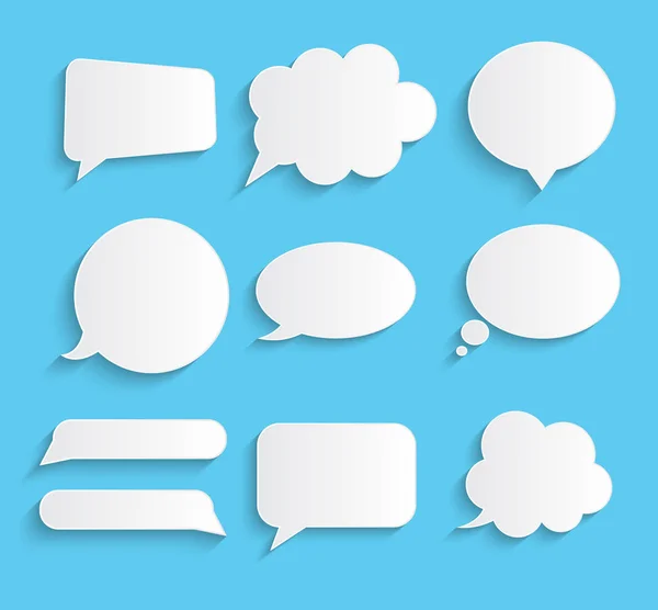 White blank retro speech bubbles set on blue background. Vector Illustration — Stock Vector