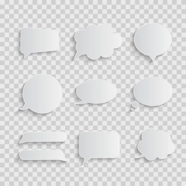 Saydam arka plan ayarlamak beyaz boş retro konuşma balonları. Vektör çizim