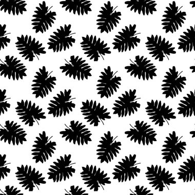 Beyaz Arka Plan üzerinde yaprak Ağaçlar Siluet. Kusursuz desen. Vektör İllüstrasyonu