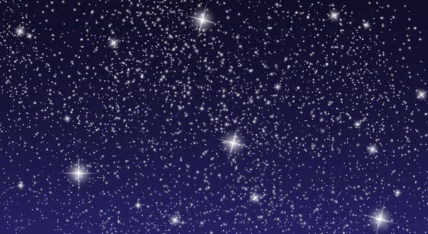 Cielo estrellado realista con estrellas brillantes en el cielo nocturno. Ilustración vectorial — Vector de stock