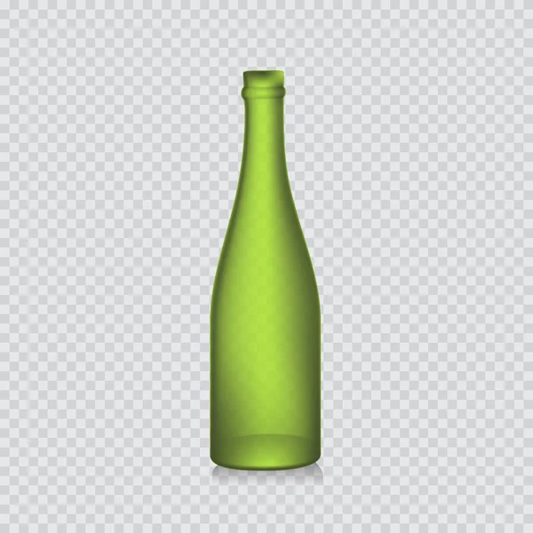 Bottiglia Champagne Vuota Naturalistica Senza Etichette Verdi Illustrazione Vettoriale Eps10 — Vettoriale Stock