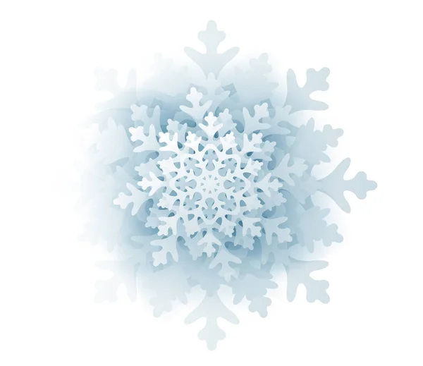 Fiocco Neve Blu Isolato Sfondo Bianco Illustrazione Vettoriale — Vettoriale Stock