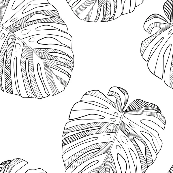 Абстрактный Тропический Лист Монстры Бесшовный Фон Рисунка Векторное Развитие — стоковый вектор
