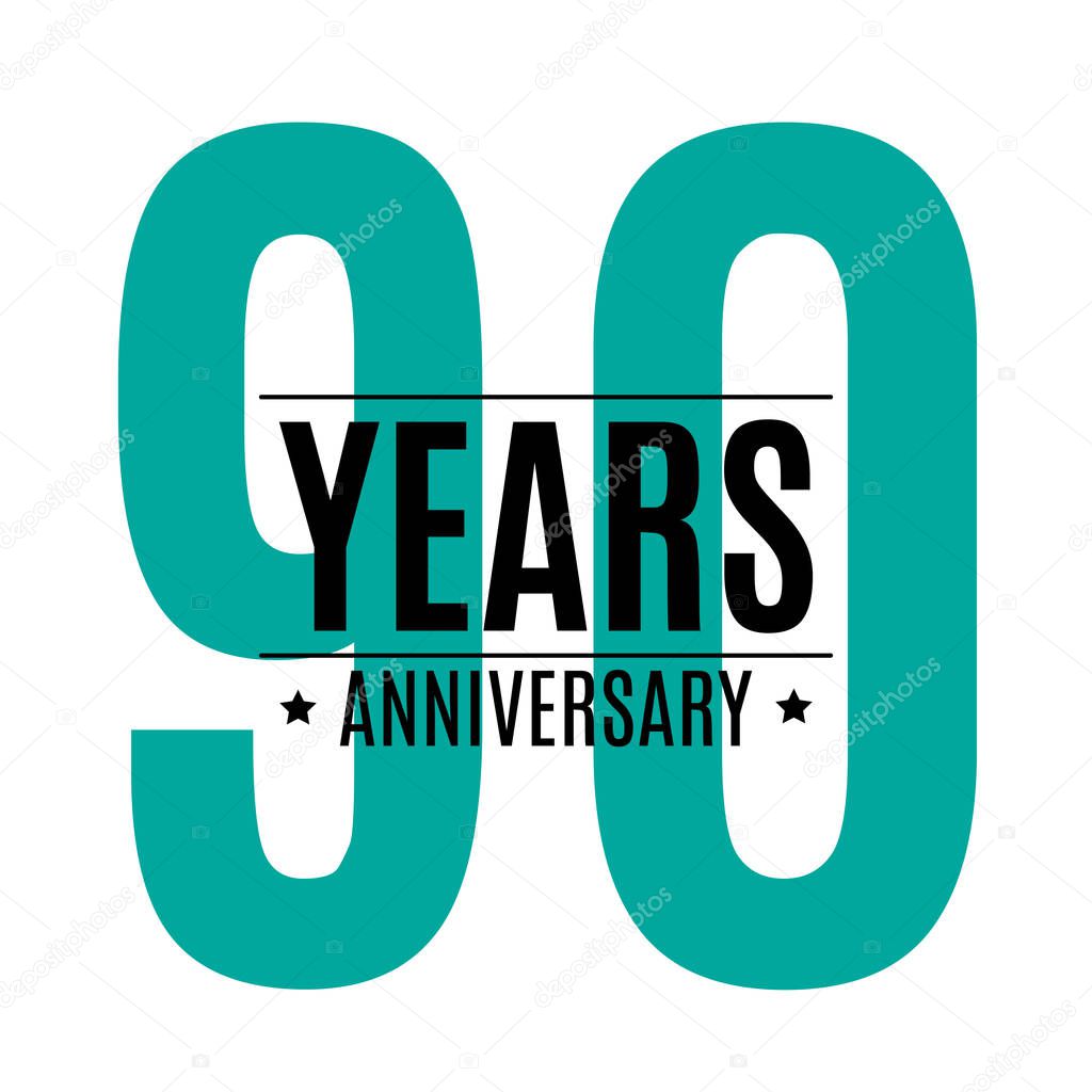Template Logo 90 Years Anniversary Vector Illustration EPS10