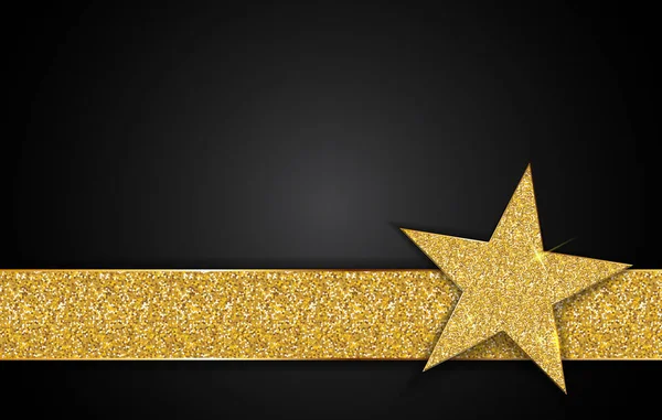 Gold Glänzender Stern Auf Schwarzem Hintergrund Vektor Illustration Eps10 — Stockvektor