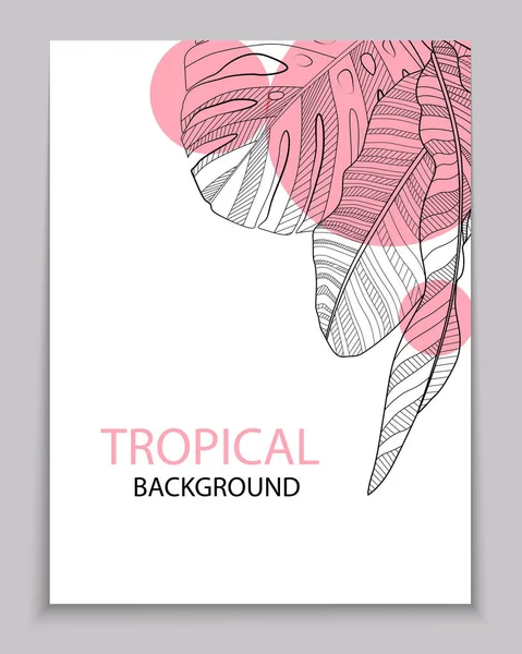 Abstrato Banana Tropical Palmeira Monstera Deixa Fundo Tropical Ilustração Vetorial — Vetor de Stock