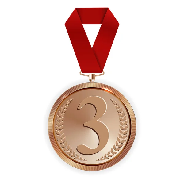 冠军艺术青铜勋章与红丝带图标的首位分离在透明的背景 矢量说明Eps10 — 图库矢量图片