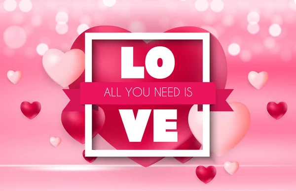 Valentine Day Heart Love Feelings Background Design Inglés Ilustración Vectorial — Archivo Imágenes Vectoriales