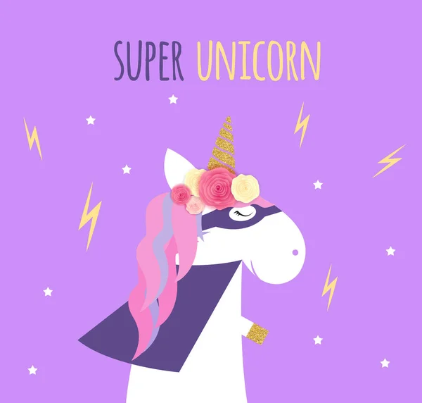 Super unicorn achtergrond. Vectorillustratie — Stockvector