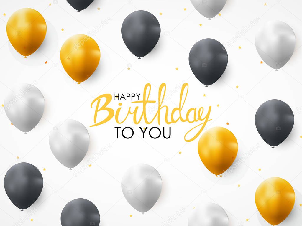 Abstract Happy Birthday Balloon Background Card Template Vector Illustration