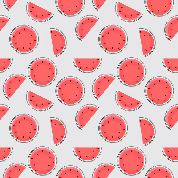 Seamless Watermelon Pattern Grey Background — Stock Vector