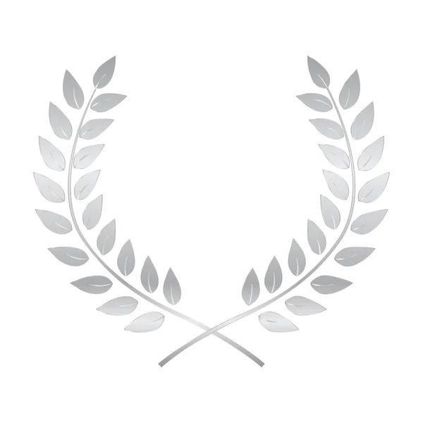 銀賞月桂冠 勝者葉ラベル 勝利のシンボルです ベクトル図 Eps10 — ストックベクタ