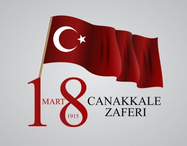 18 mart Çanakkale zaferi. Çeviri: 18 Mart Çanakkale Zafer Bayramı. Vektör çizim Eps10