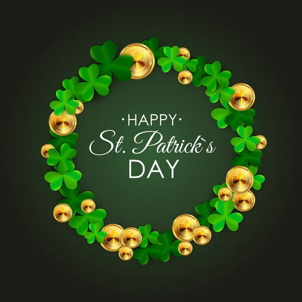 Joyeuse Saint Patricks Day Mars Arrière Plan Avec Clover Leaves — Image vectorielle