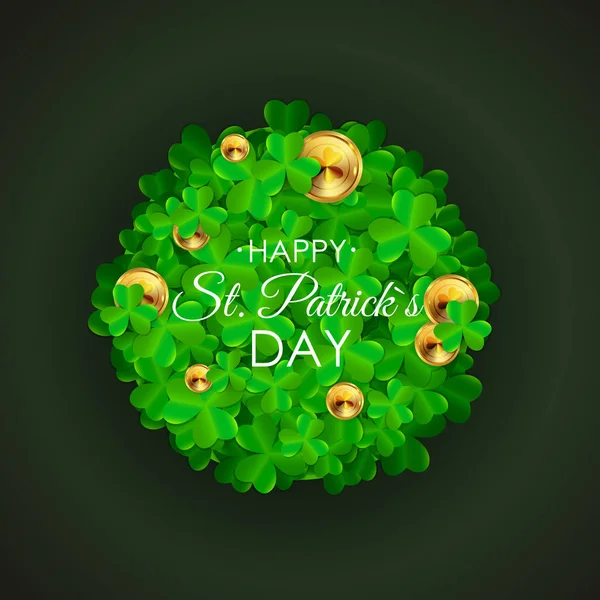Happy Saint Patricks Day Maart Achtergrond Met Klaver Bladeren Vector — Stockvector
