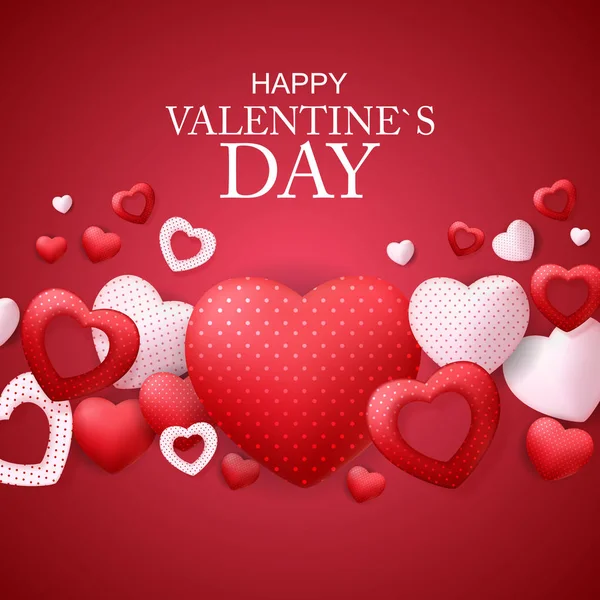 Happy Valentines Day Card with Heart. Vector Illustration — Stock Vector