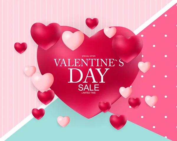 Valentines Day Sale, Discont Card. Vector Illustration — Stock Vector