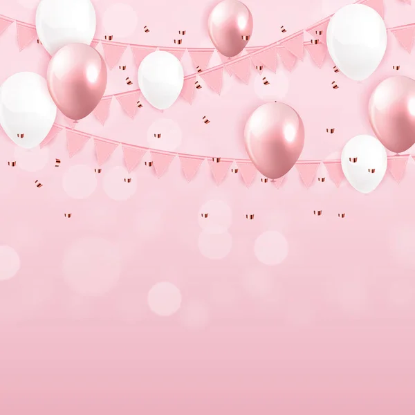Brilhante feliz aniversário balões fundo Vector Ilustração — Vetor de Stock