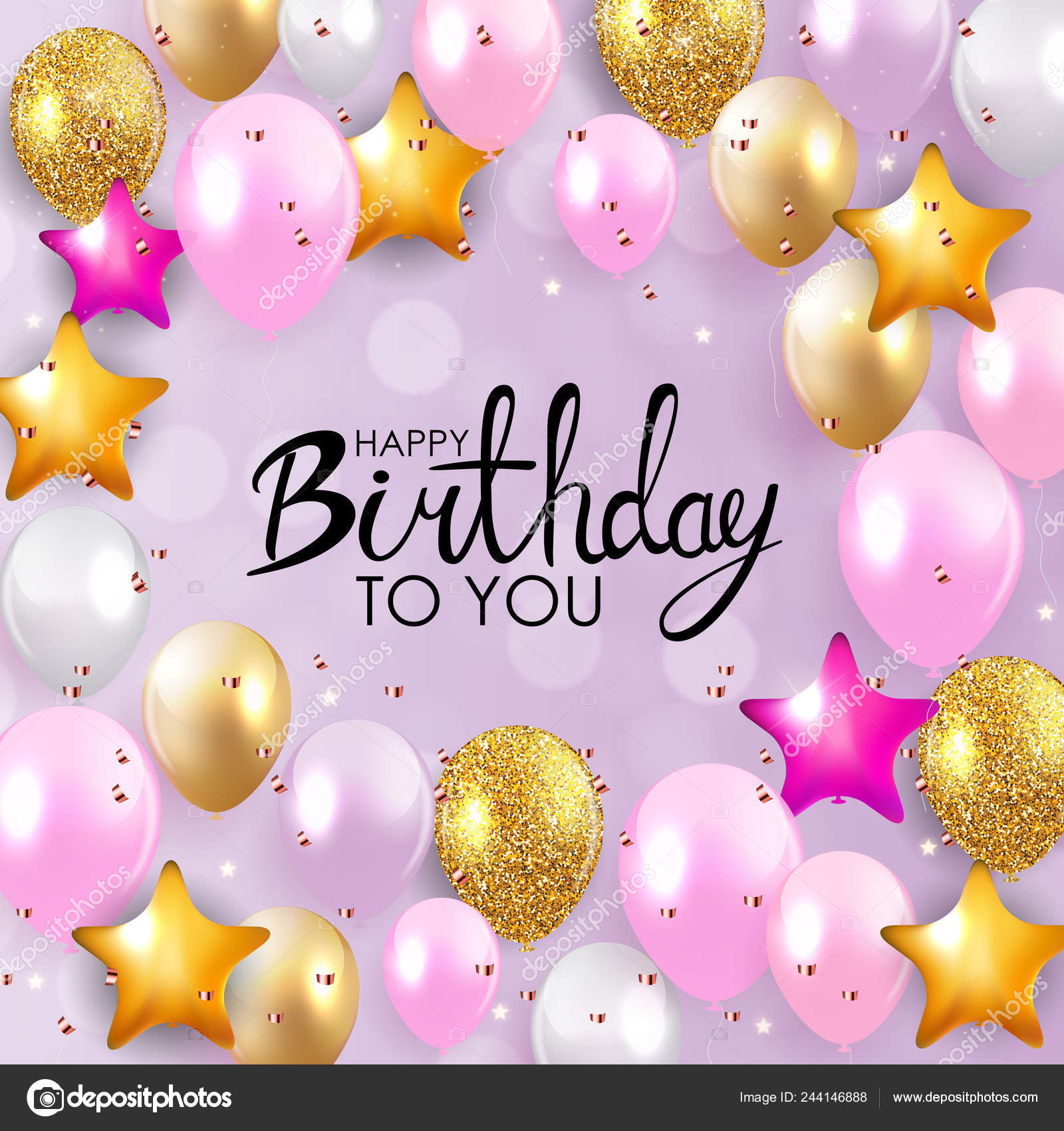Glossy Happy Birthday Balloons Background Vector Illustration Eps10 ...