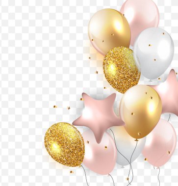Işıltılı Mutlu Yıllar Balonları Arkaplan Vektör İllüstrasyonu Bölüm 10