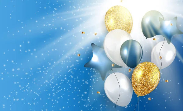 Glänzend Happy Birthday Ballons Hintergrund Vektor Illustration Eps10 — Stockvektor