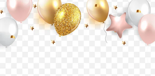 Glossy Happy Birthday Balloons Background Vector Illustration Eps10 — Stock Vector