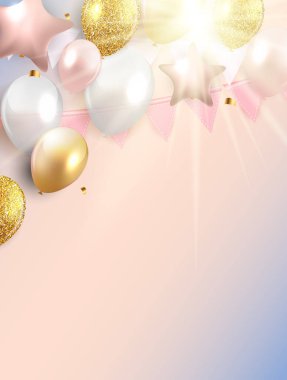 Işıltılı Mutlu Yıllar Balonları Arkaplan Vektör İllüstrasyonu Bölüm 10