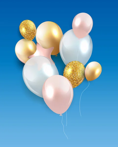 Işıltılı Mutlu Yıllar Balonları Arkaplan Vektör Llüstrasyonu Bölüm — Stok Vektör