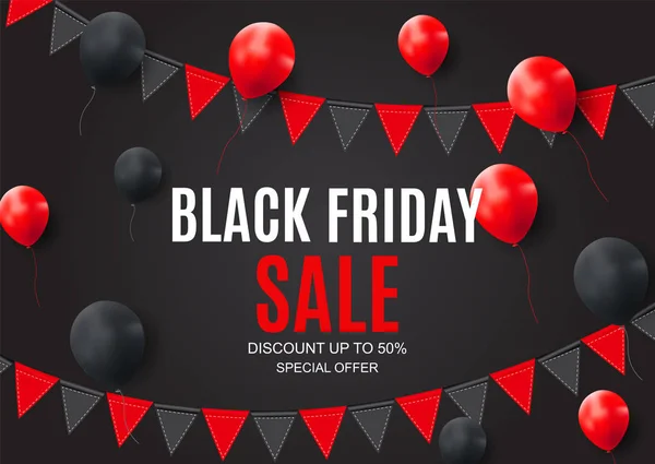 Black Friday Sale Inscription Banner Design Template Dalam Bahasa Inggris - Stok Vektor