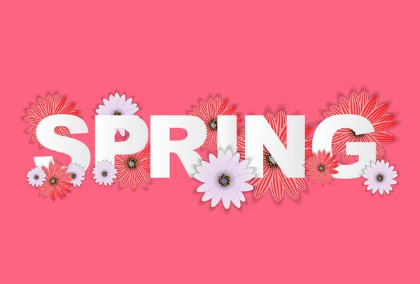 Hallo frühling banner grüße design hintergrund mit bunten f — Stockvektor