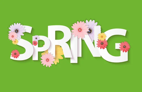 Hello Spring Banner Greetings Design  Background with Colorful F — Stock Vector